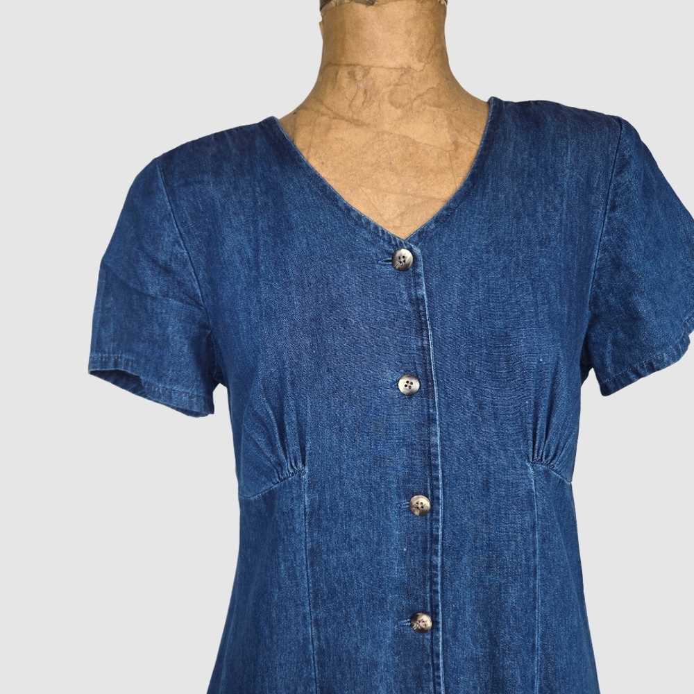 Vintage Denim Button Front Maxi Dress - Picture 2 of 11